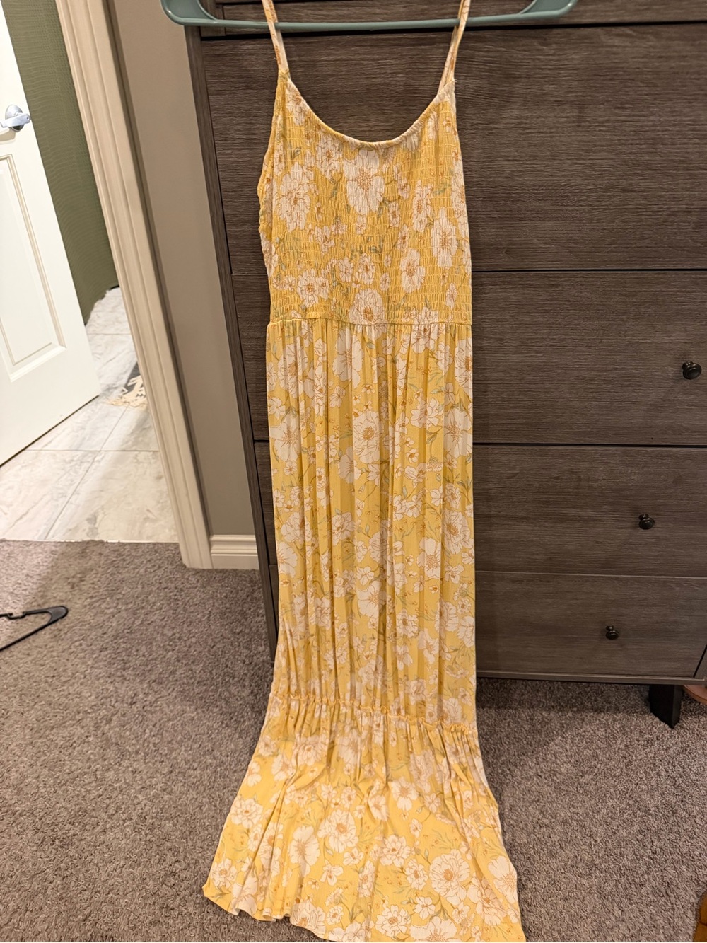SO Yellow Floral Smocked Maxi Dress